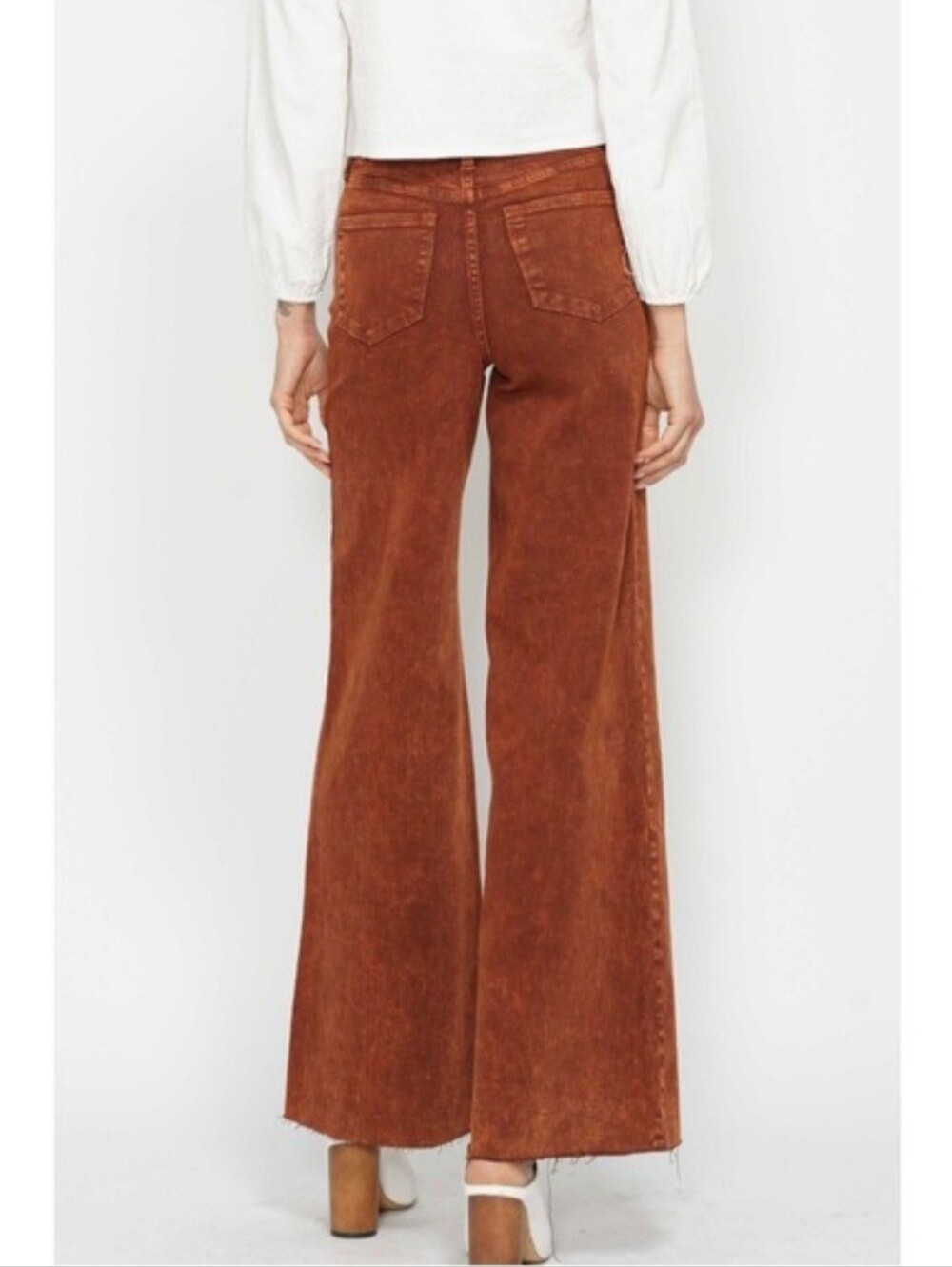 Judy Blue Retro Wide High Rise Pumpkin Spice Jeans Size 3/26 - Picture 2 of 13